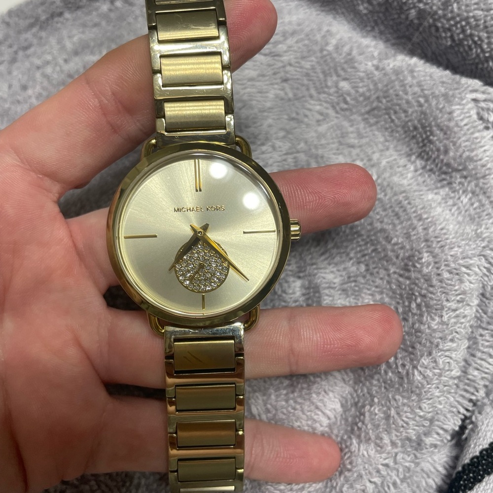 Michael Kors Gold Bracelet Watch with Crystal Detail
